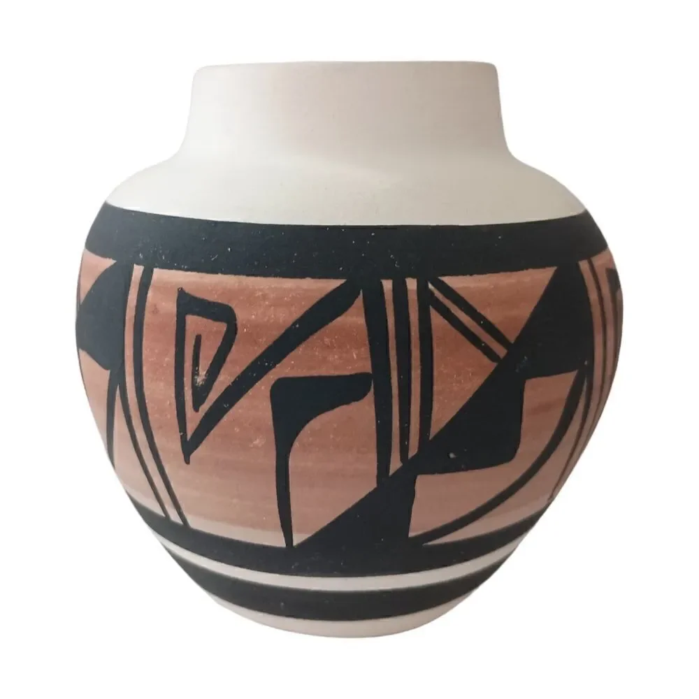 Navajo Pottery Bud Vase Native American Southwest Handpainted Signed Kanuho Vtg.